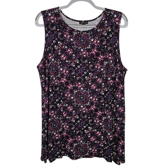 J. Jill Tops - J. Jill Wearever Collection Sleeveless Top Shirt size 1X PURPLE PAISLEY Floral